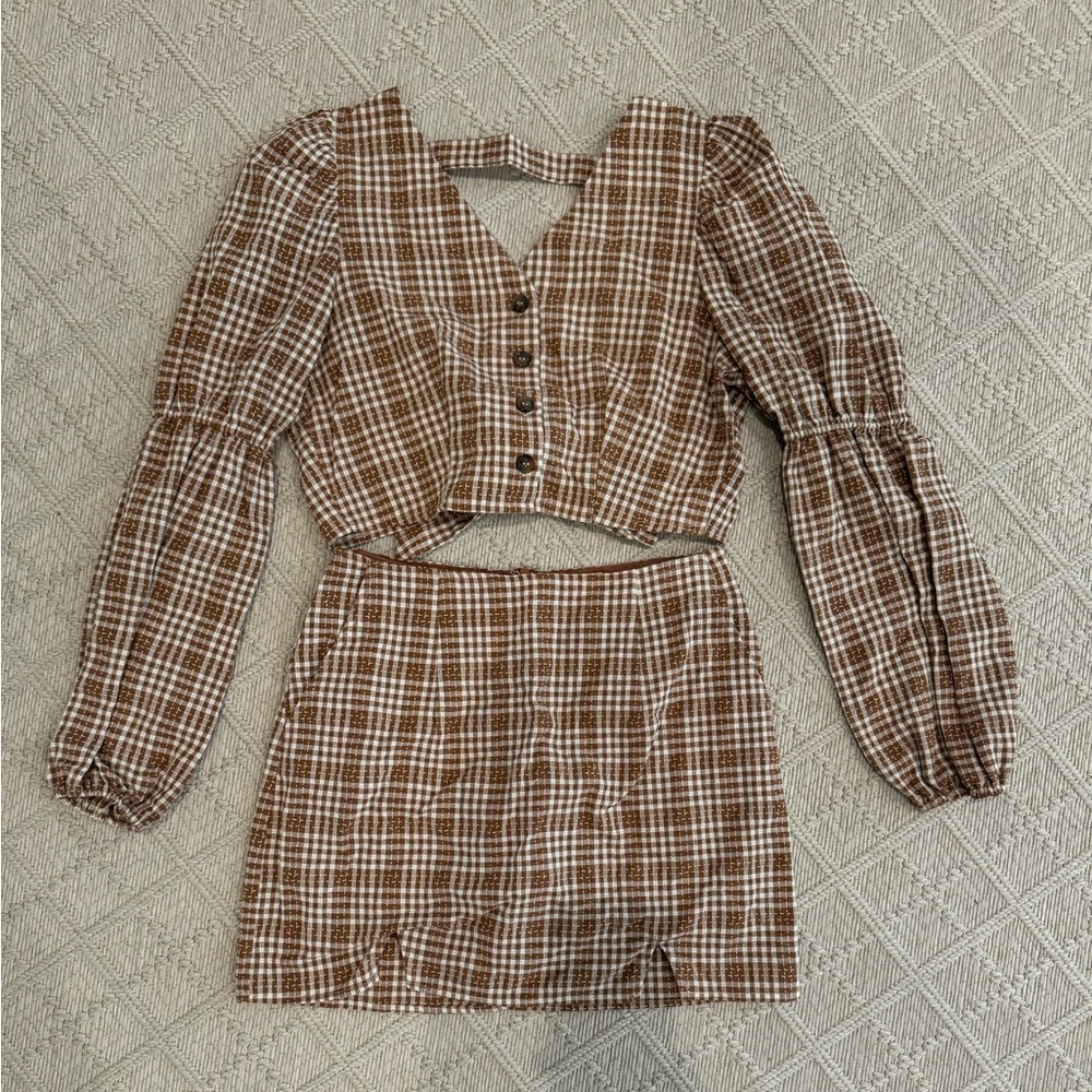 Lena Gingham Skirt Set